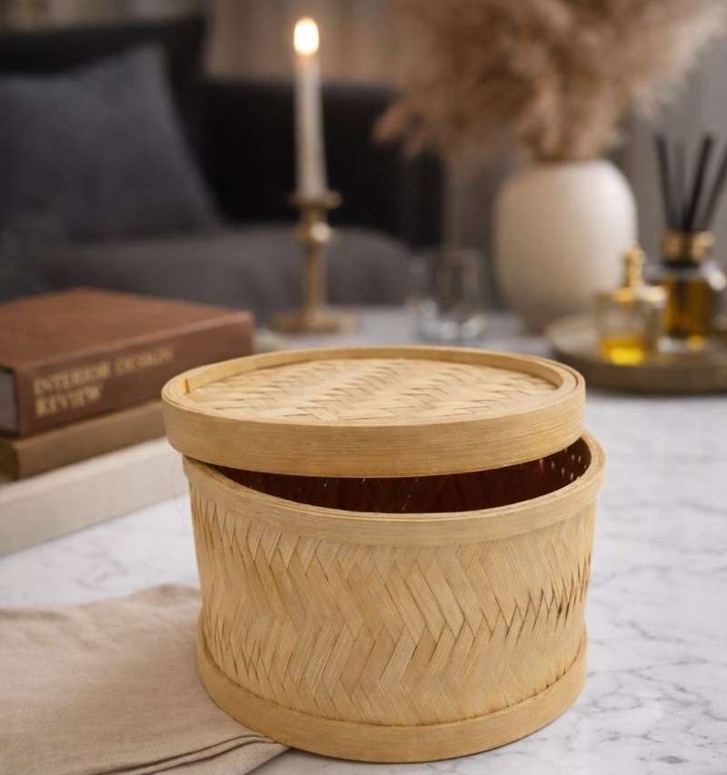 Bamboo Storage Box - Round — Shop online | Slow Livin — view 4